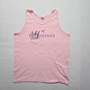 Vintage Montana Tank Top Womens Signal Medium Pink Flower Floral Graphic Top